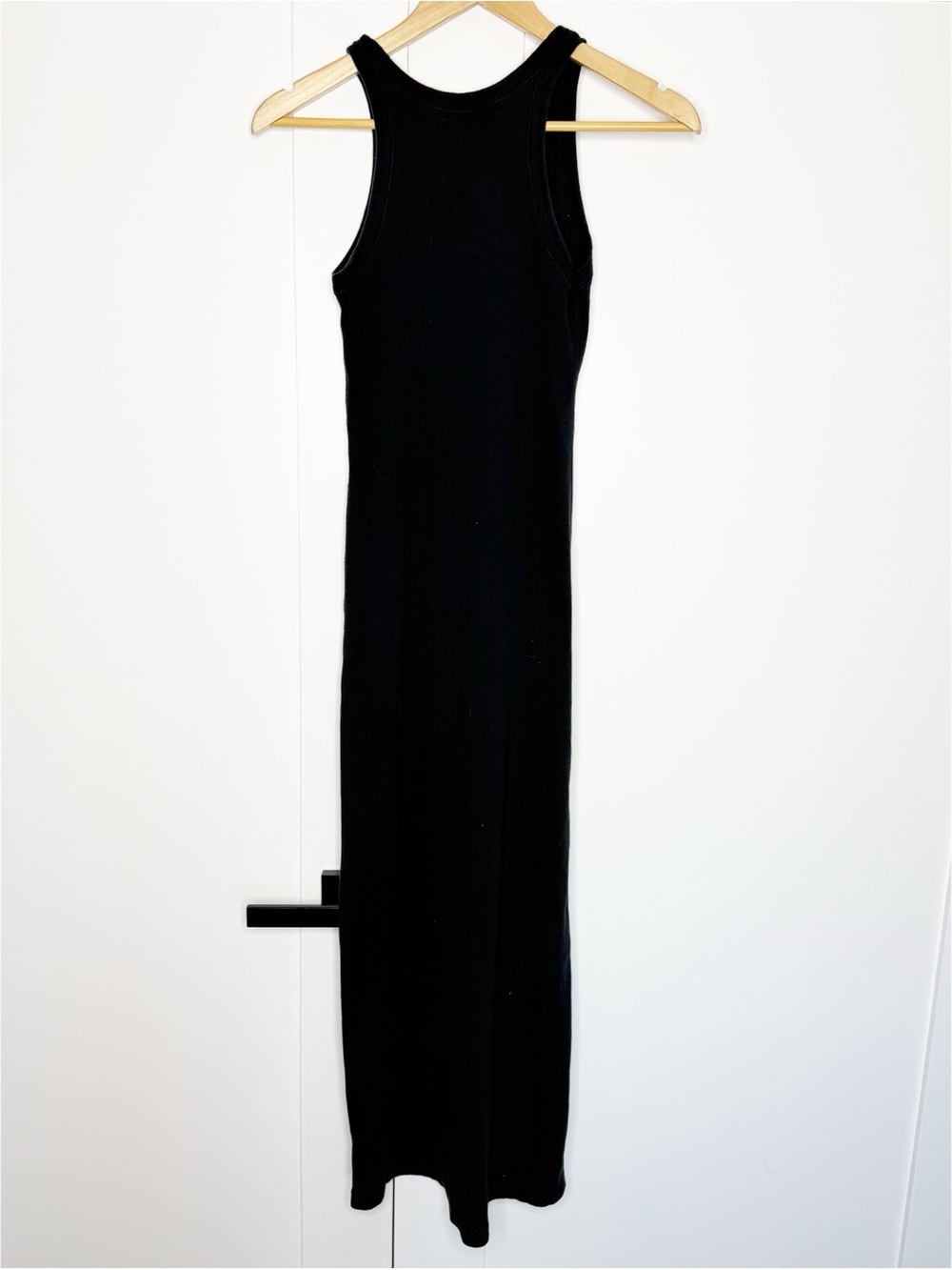 Buck Mason Surplus Ribbed Tank Maxi Dress small black organic cotton minimalist - Picture 8 of 14